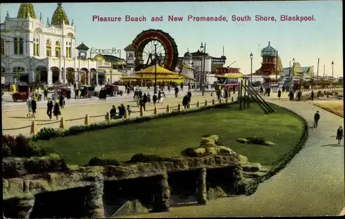 Ak Blackpool Lancashire England, Pleasure Beach, New Promenade