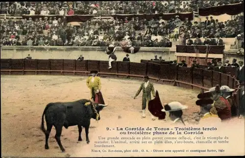 Ak Corrida de Toros, Troisiere tercio oder dritte Phase der Corrida, Estocade