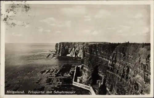 Ak Helgoland, Felspartie mit Schutzmauer