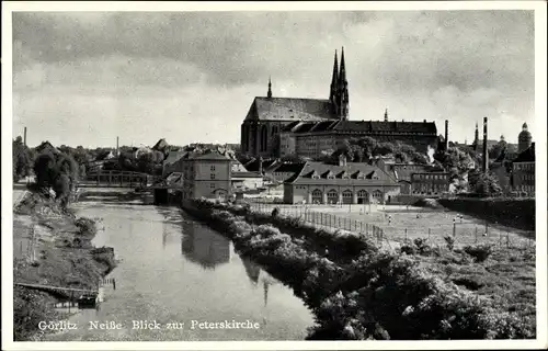 Ak Görlitz in der Lausitz, Peterskirche, Neiße