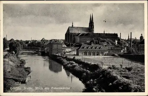 Ak Görlitz in der Lausitz, Peterskirche, Neiße