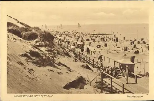 Ak Westerland Insel Sylt, Wandelbahn, Strand