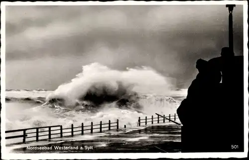 Ak Westerland auf Sylt, Springflut 1954