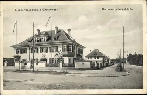 Ak Grafenwöhr Oberpfalz, Truppenübungsplatz, Kommandanturgebäude