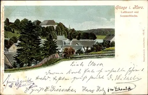 Ak Stiege Oberharz am Brocken, Teilansicht