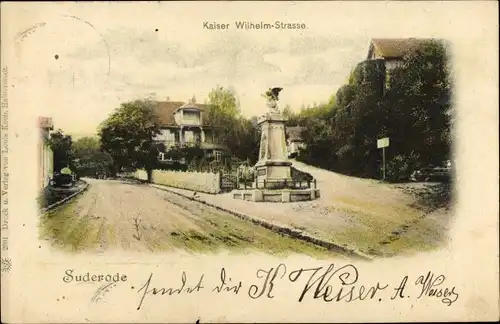Ak Bad Suderode Quedlinburg im Harz, Kaiser Wilhelm Straße, Denkmal