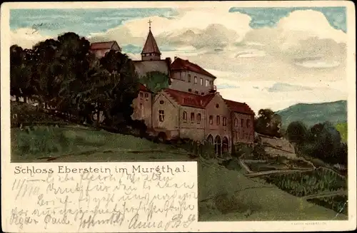 Künstler Ak Gernsbach im Schwarzwald, Schloss Eberstein im Murgtal
