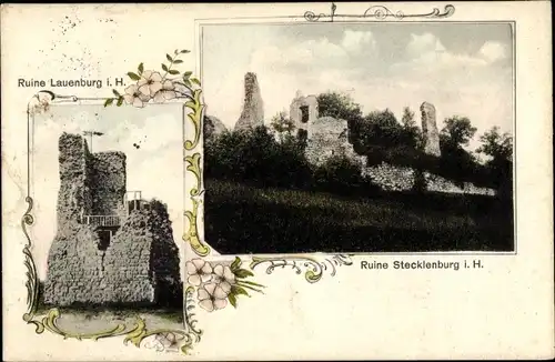 Ak Stecklenberg Thale im Harz, Ruine Stecklenburg, Ruine Lauenburg