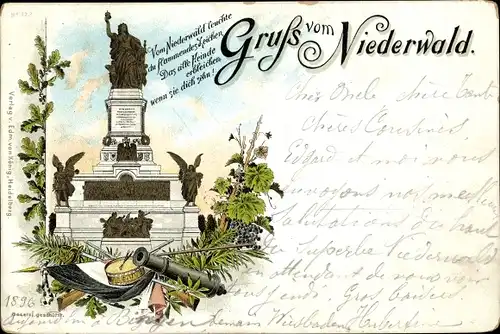 Litho Rüdesheim am Rhein, Niederwald Nationaldenkmal