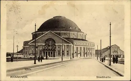 Ak Hannover in Niedersachsen, Stadthalle, Straßenbahn