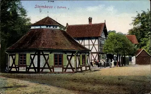 Ak Gernrode Quedlinburg im Harz, Gasthaus Sternhaus, Jagdhaus, Fachwerkhaus