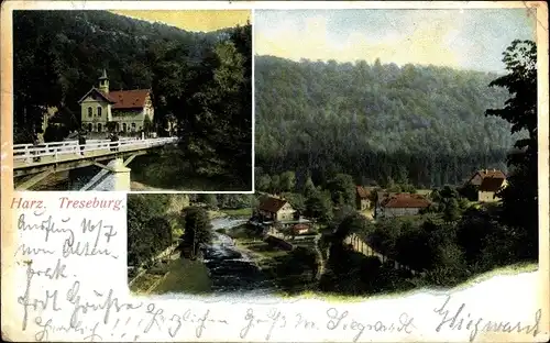 Ak Treseburg Thale im Harz, Ortspartie, Bodetal