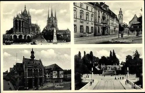 Ak Erfurt in Thüringen, Dom, St. Severikirche, Regierungsstraße, Rathaus, Stadtpark