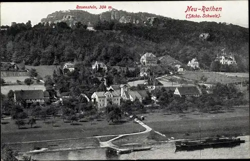 Ak Rathen an der Elbe Sächsische Schweiz, Ortspartie mit Rauenstein