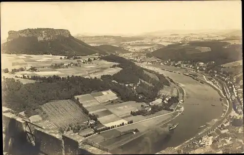 Foto Ak Königstein a.d. Elbe, Panorama von der Festung Königstein aus gesehen