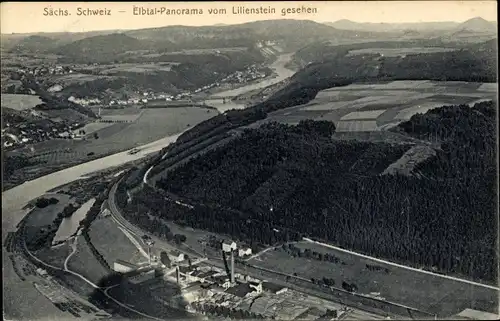 Ak Bad Schandau an der Elbe, Elbtal vom Lilienstein aus