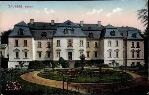 Ak Gaußig Oberlausitz, Schloss, Frontansicht