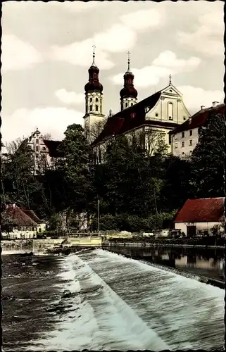Ak Obermarchtal in Württemberg, Schlosskirche, Donauwehr