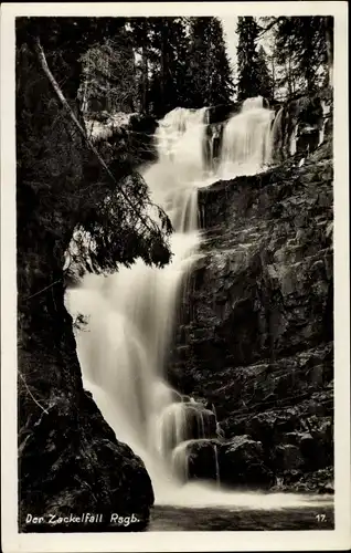 Ak Szklarska Poręba Schreiberhau Riesengebirge Schlesien, Zackelklamm, Zackelfall