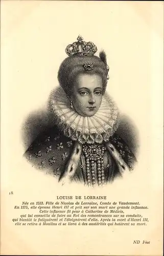 Ak Louise de Lorraine, Königin von Frankreich und Polen