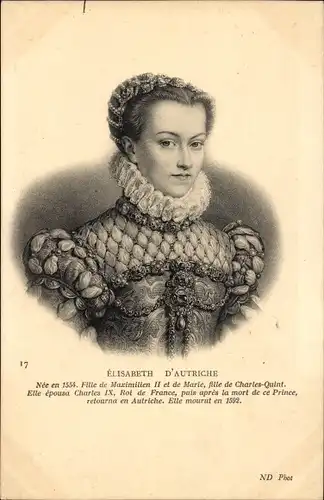 Ak Elisabeth von Österreich, Sie heiratete Karl IX