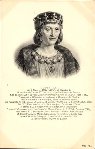 Ak Louis XII., König von Frankreich, Portrait