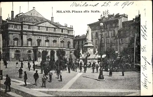 Ak Milano Mailand Lombardia, Piazza alle Scalla