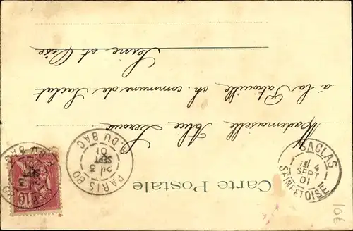 Litho Gemaltes Portrait einer Frau, Mann zu Pferde