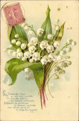 Präge Maiglöckchen, Blumenstrauß, Kitsch