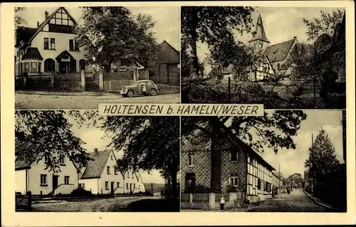 Ak Holtensen Hameln Niedersachsen, Gasthof, Kirche, Straßenpartie