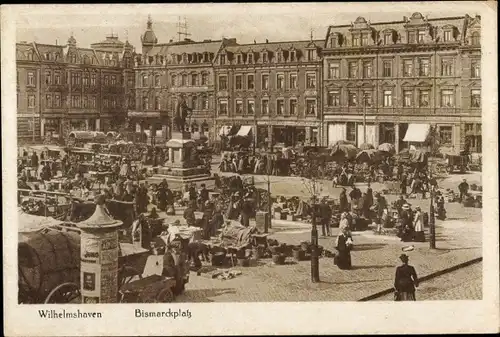 Ak Wilhelmshaven in Niedersachsen, Bismarckplatz, Markt