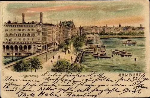 Litho Hamburg Mitte Neustadt, Jungfernstieg