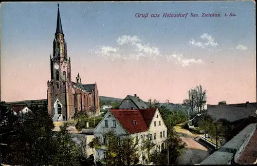 Ak Reinsdorf in Sachsen, Blick zur Kirche
