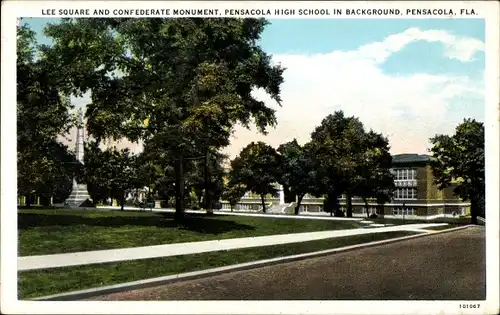 Ak Pensacola Florida USA, Lee Square, Confederate Monument, High School