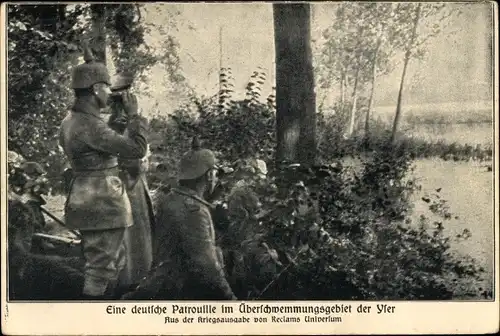 Ak Deutsche Patrouille im Überschwemmungsgebiet der Yser, I. WK