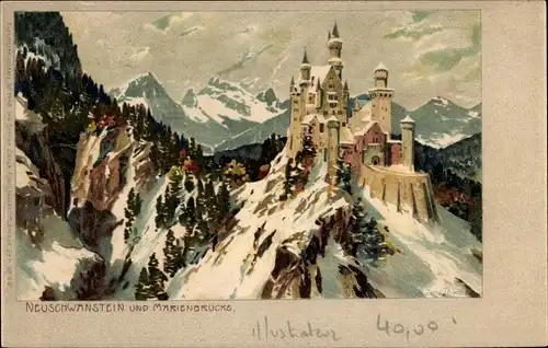 Künstler Ak Diemer, Zeno, Hohenschwangau Schwangau im Ostallgäu, Schloss Neuschwanstein