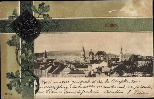 Präge Wappen Passepartout Ak Aachen, Stadtbild