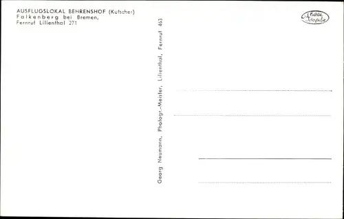 Ak Falkenberg Lilienthal Niedersachsen, Lokal Behrenshof, Kutscher