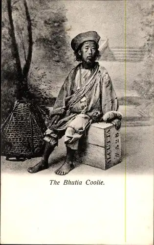Ak Volkstypen, A Bhutia Coolie, Indien, Kalkutta, Kiste