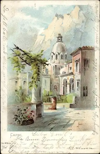 Litho Capri Neapel Campania, Platz, Kirche