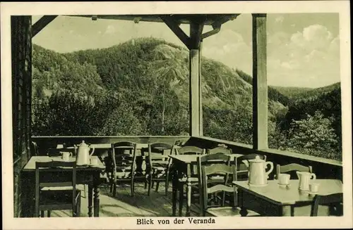 Ak Berkatal Hessen, Gasthaus Frau Holle im Höllental, Bilstein, Veranda