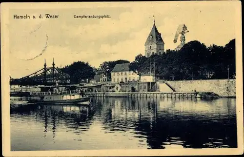 Ak Hameln an der Weser Niedersachsen, Dampferlandungsplatz