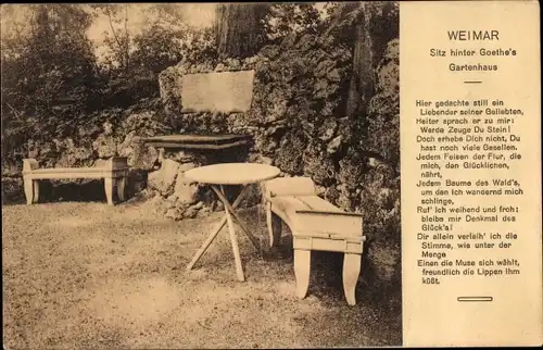 Ak Weimar in Thüringen, Goethe's Gartenhaus, Gedicht