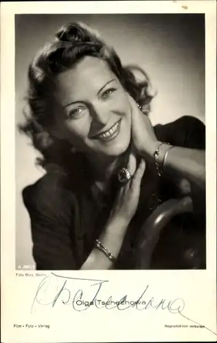 Ak Schauspielerin Olga Tschechowa, Portrait, Foto Binz A 3681 2, Autogramm