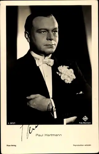 Ak Schauspieler Paul Hartmann, Portrait, Autogramm