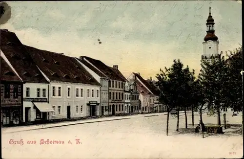 Ak Świerzawa Schönau an der Katzbach Schlesien Polen, Straßenpartie, Kirche