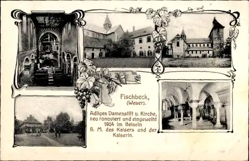 Ak Fischbeck Hessisch Oldendorf an der Weser, Adliges Damenstift, Kirche