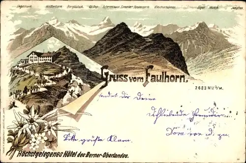 Litho Grindelwald Kanton Bern, Faulhorn, Hotel, Gipfelpanorama