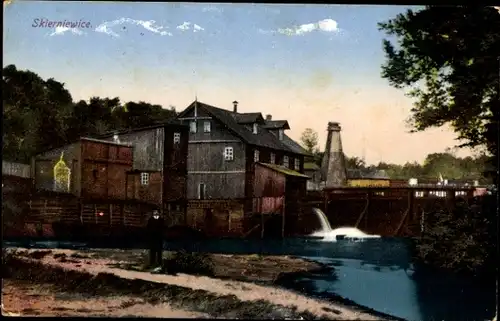 Ak Skierniewice Polen, Teilansicht, Mühle