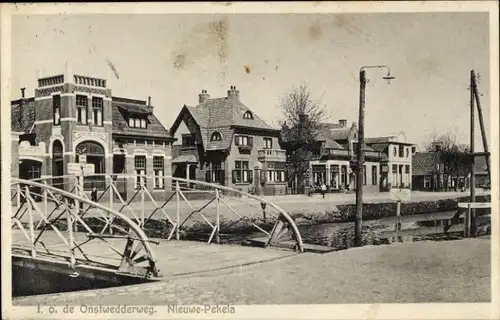 Ak Nieuwe Pekela Groningen, Onstwedderweg, Brücke